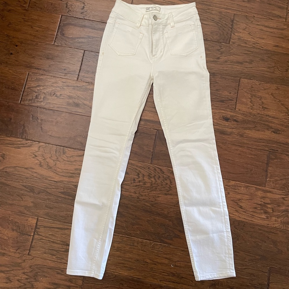 Free People high rise white skinny jeans